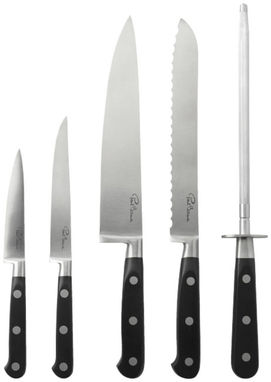 Набор Essential из 5-ти ножей на подставке, цвет сплошной черный, дерево - 11248400- Фото №4
