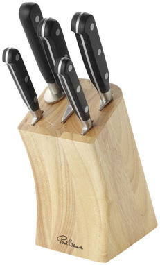 Набір Essential з 5-ти ножів на підставці, колір суцільний чорний, дерево - 11248400- Фото №5