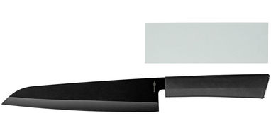 Кухонный нож и брусок Element, цвет сплошной черный - 11258600- Фото №4