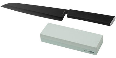 Кухонный нож и брусок Element, цвет сплошной черный - 11258600- Фото №5