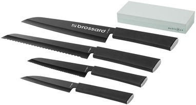Набор из 4-х ножей Element и бруска, цвет сплошной черный - 11269000- Фото №2