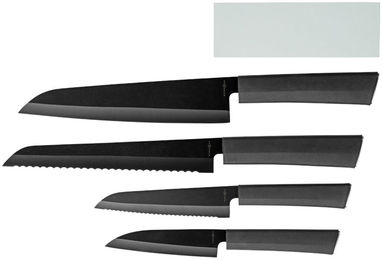 Набір з 4-х ножів Element і бруска, колір суцільний чорний - 11269000- Фото №4