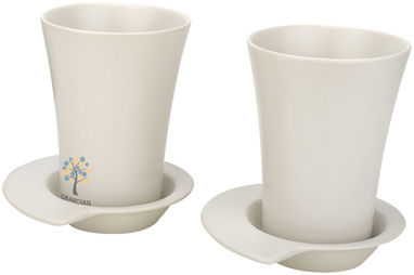 Набір з двох чашок з блюдцями, колір білий - 11270200- Фото №2