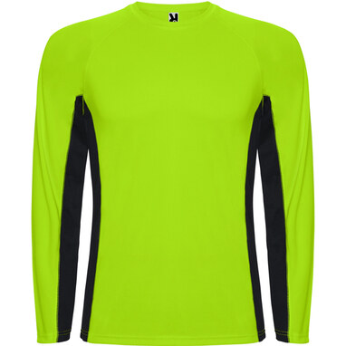 SHANGHAI L/S Спортивная комбинированная футболка с двумя полиэстерными тканями флюорисцентный зеленый, черный  размер M - CA66700222202- Фото №1