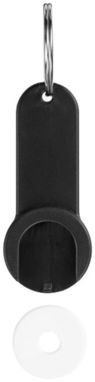 Брелок-держатель для монет Shoppy, цвет сплошной черный - 11809400- Фото №5