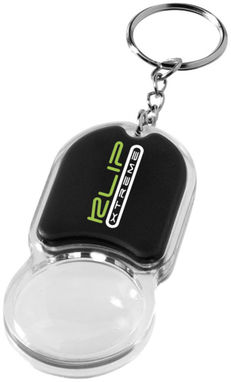 Брелок для ключей Zoomy с увеличительным стеклом и фонариком, цвет сплошной черный, прозрачный - 11809500- Фото №2
