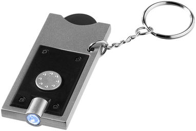 Брелок-держатель для монет Allegro с фонариком для ключей, цвет сплошной черный, серебряный - 11809600- Фото №1