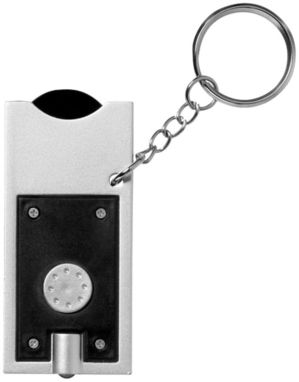 Брелок-держатель для монет Allegro с фонариком для ключей, цвет сплошной черный, серебряный - 11809600- Фото №3