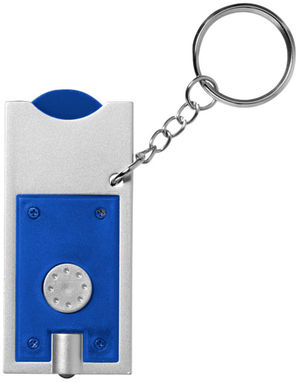 Брелок-держатель для монет Allegro с фонариком для ключей, цвет ярко-синий, серебряный - 11809601- Фото №3