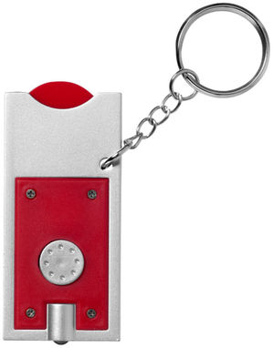 Брелок-тримач для монет Allegro з ліхтариком для ключів, колір червоний, срібний - 11809602- Фото №3