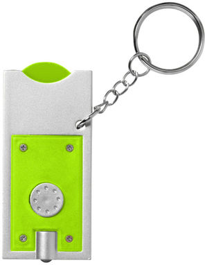 Брелок-держатель для монет Allegro с фонариком для ключей, цвет лайм, серебряный - 11809604- Фото №3