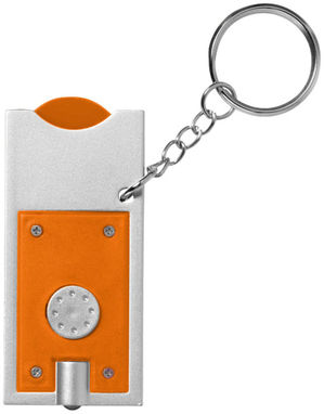 Брелок-держатель для монет Allegro с фонариком для ключей, цвет оранжевый, серебряный - 11809605- Фото №3