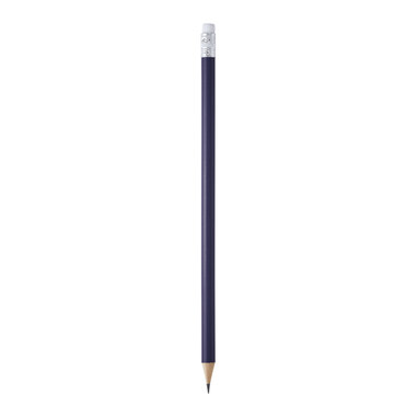 Круглый деревянный карандаш с резинкой темно-синий - HW8002S155- Фото №1