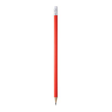 Круглый деревянный карандаш с резинкой красный - HW8002S160- Фото №1