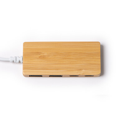 Порт USB-концентратора из бамбука бежевый - IA1263S129- Фото №1