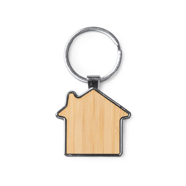 Брелок в форме домика из бамбука бежевый - KO1148S129- Фото №1