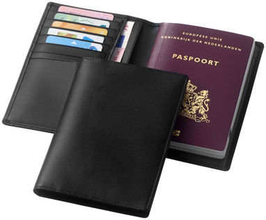 Гаманець для паспорта Harvard, колір суцільний чорний - 12002200- Фото №1