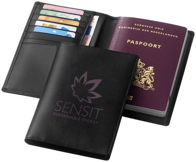 Гаманець для паспорта Harvard, колір суцільний чорний - 12002200- Фото №2