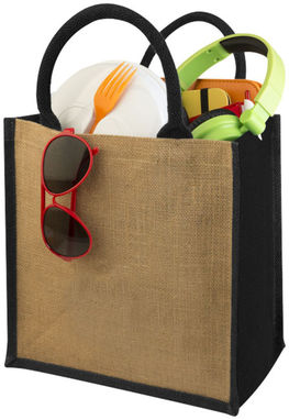 Джутовая подарункова сумка Chennai, колір натуральний, суцільний чорний - 12013401- Фото №5