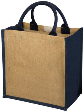 Джутовая подарункова сумка Chennai, колір натуральний, темно-синій - 12013402- Фото №1