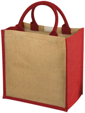 Джутовая подарочная сумка Chennai, цвет натуральный, красный - 12013403- Фото №1