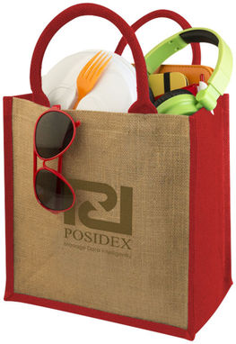 Джутовая подарункова сумка Chennai, колір натуральний, червоний - 12013403- Фото №2