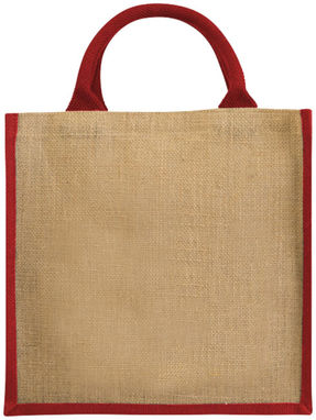 Джутовая подарочная сумка Chennai, цвет натуральный, красный - 12013403- Фото №3