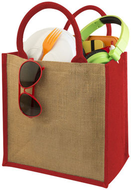 Джутовая подарочная сумка Chennai, цвет натуральный, красный - 12013403- Фото №4
