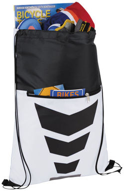 Рюкзак на шнурке Courtside, цвет белый, сплошной черный - 12024902- Фото №4