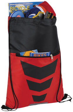 Рюкзак на шнурке Courtside, цвет красный, сплошной черный - 12024903- Фото №4
