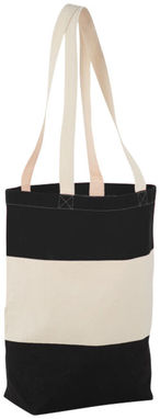 Бавовняна сумка Colour Block, колір натуральний, суцільний чорний - 12025900- Фото №1