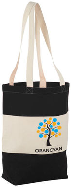 Хлопковая сумка Colour Block, цвет натуральный, сплошной черный - 12025900- Фото №2