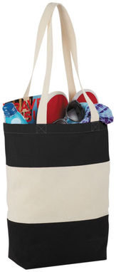 Хлопковая сумка Colour Block, цвет натуральный, сплошной черный - 12025900- Фото №5