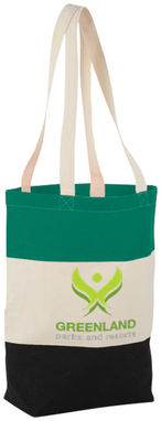 Хлопковая сумка Colour Block, цвет натуральный, зеленый - 12025901- Фото №2