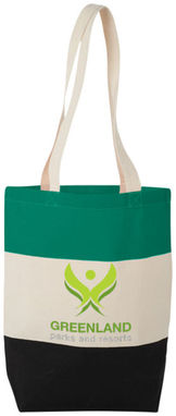 Бавовняна сумка Colour Block, колір натуральний, зелений - 12025901- Фото №3