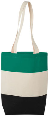 Хлопковая сумка Colour Block, цвет натуральный, зеленый - 12025901- Фото №4