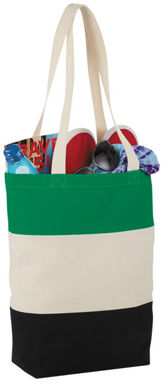 Хлопковая сумка Colour Block, цвет натуральный, зеленый - 12025901- Фото №5