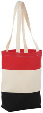 Бавовняна сумка Colour Block, колір натуральний, червоний - 12025902- Фото №1
