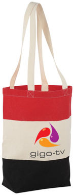 Бавовняна сумка Colour Block, колір натуральний, червоний - 12025902- Фото №2