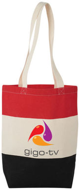 Хлопковая сумка Colour Block, цвет натуральный, красный - 12025902- Фото №3