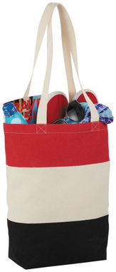 Хлопковая сумка Colour Block, цвет натуральный, красный - 12025902- Фото №5