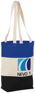 Бавовняна сумка Colour Block, колір натуральний, яскраво-синій - 12025903- Фото №2