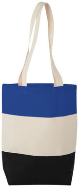 Хлопковая сумка Colour Block, цвет натуральный, ярко-синий - 12025903- Фото №4