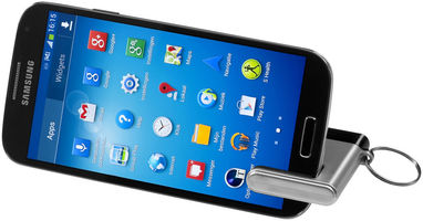 Очиститель экрана и подставка для смартфона Gogo, цвет серебряный, сплошной черный - 12348100- Фото №5