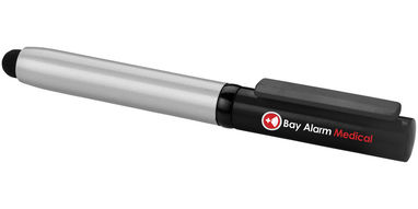 Кулькова ручка-стилус і очищувач екрану Robo, колір срібний, суцільний чорний - 12358300- Фото №2