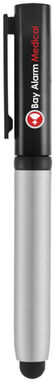 Кулькова ручка-стилус і очищувач екрану Robo, колір срібний, суцільний чорний - 12358300- Фото №3