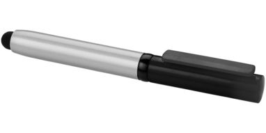 Кулькова ручка-стилус і очищувач екрану Robo, колір срібний, суцільний чорний - 12358300- Фото №5