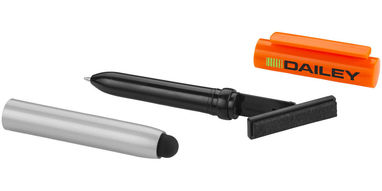 Кулькова ручка-стилус і очищувач екрану Robo, колір срібний, оранжевий - 12358304- Фото №2