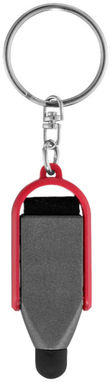 Брелок со стилусом и очистителем экрана Arc, цвет серый, красный - 12358602- Фото №3