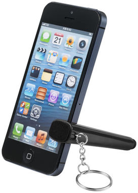 Очиститель экрана со стилусом и подставка для телефона 4 в 1, цвет сплошной черный - 12359700- Фото №6